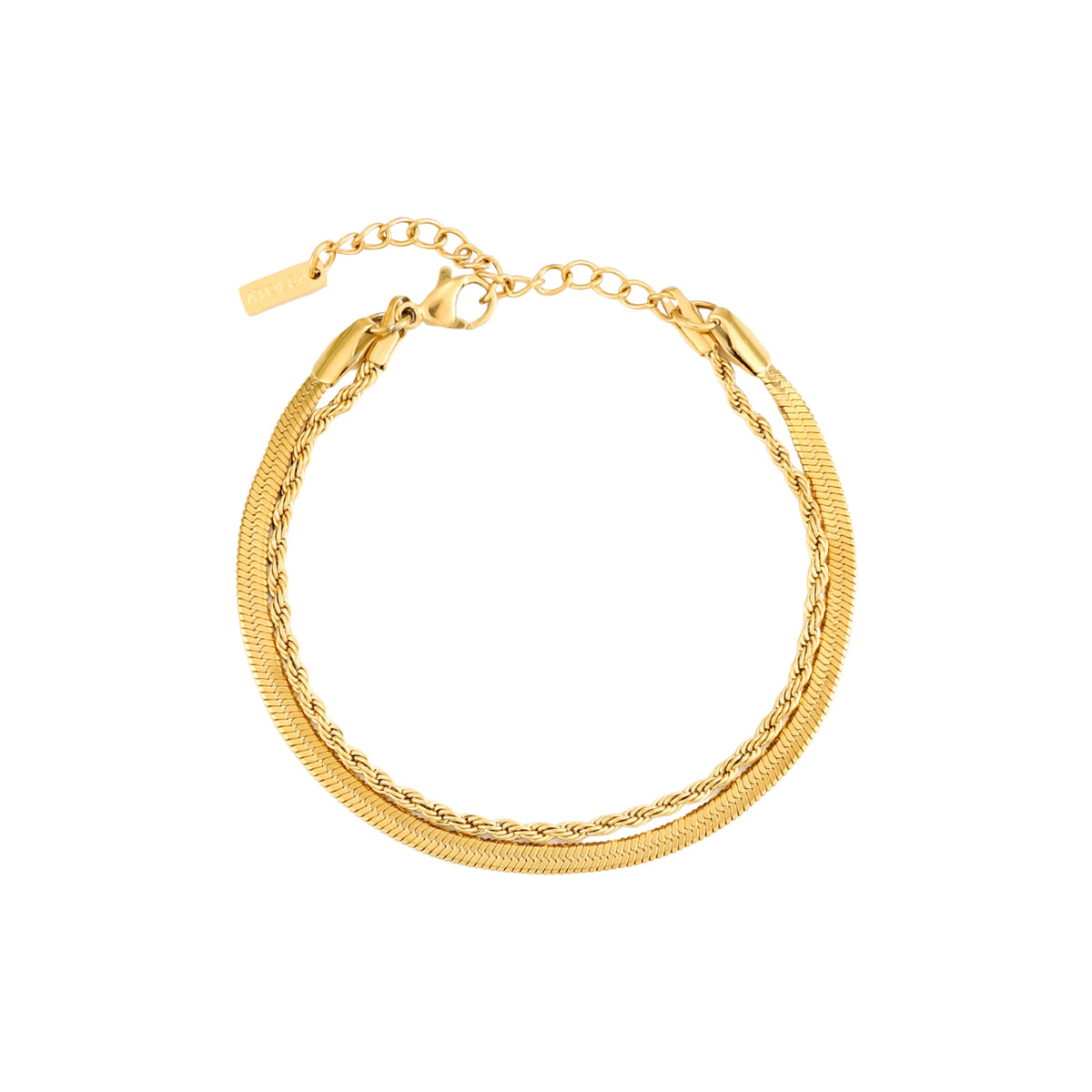 Bruce & Co Ios – Herringbone and Rope Layered Bracelet