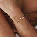 Bruce & Co Santorini – Herringbone and Pearl Layered Bracelet