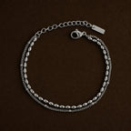 Bruce & Co Pebble – Double Layered Beaded Bracelet, Steel