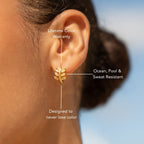 Bruce & Co Laurel Leaf Zircon Huggie Hoop Earrings