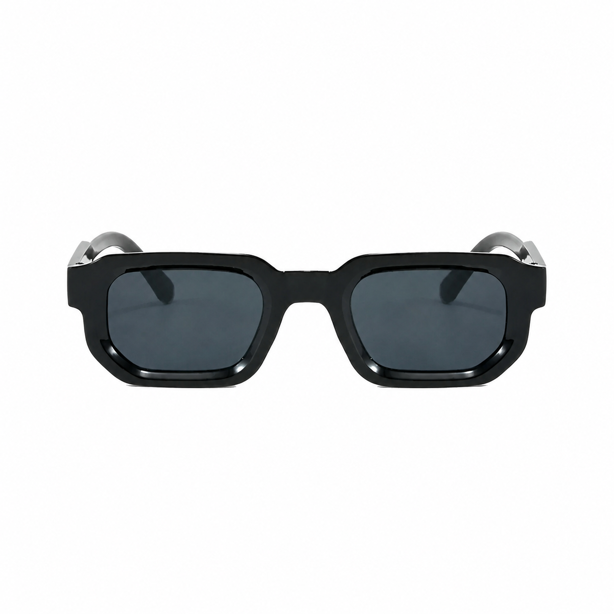 Bruce & Co AMSTERDAM Black frame black lens front on pure white background