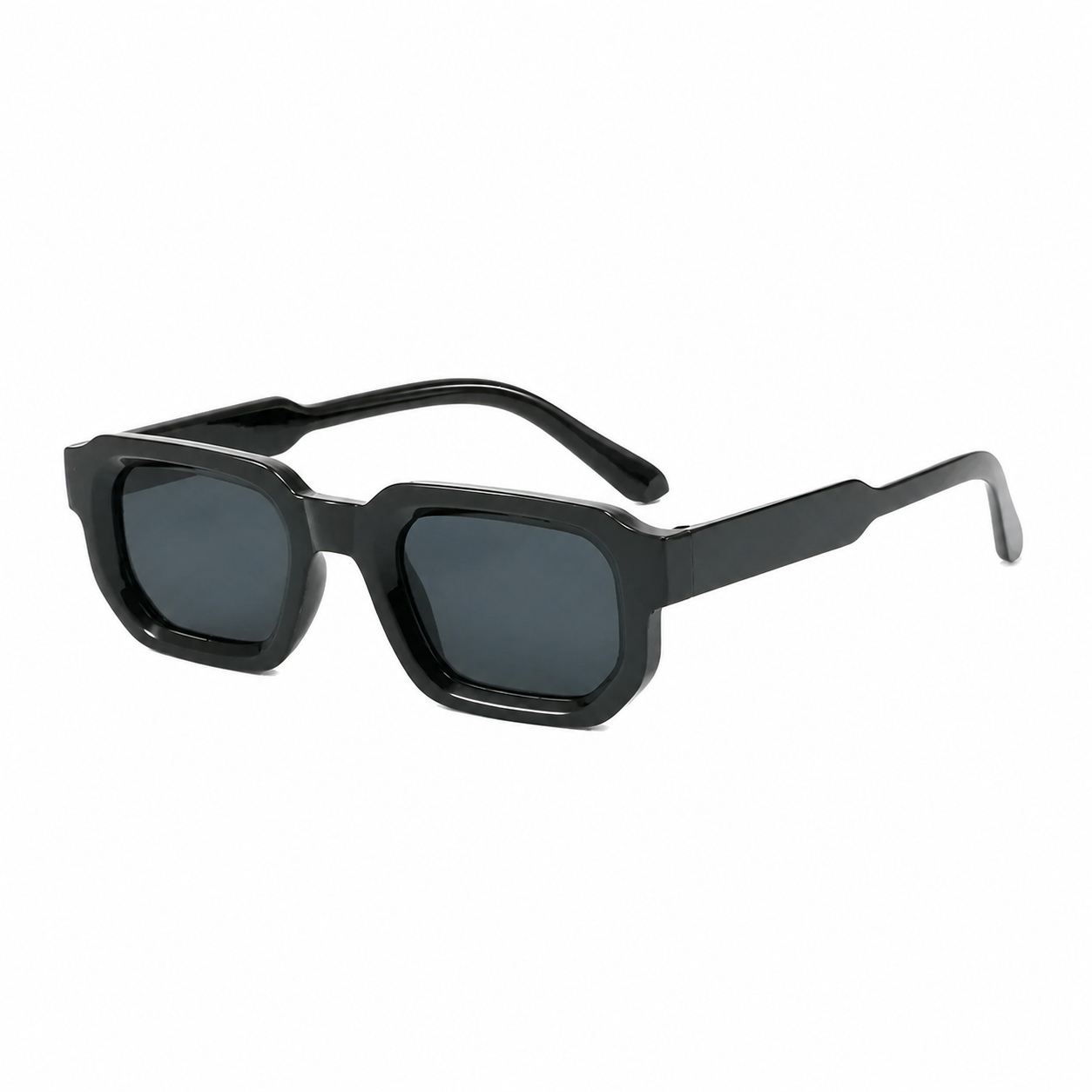 Bruce & Co AMSTERDAM Black frame black lens angle on pure white background