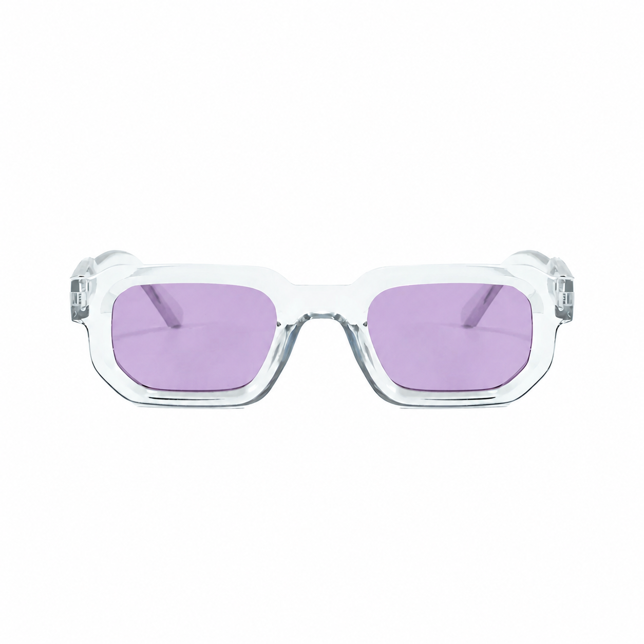Bruce & Co AMSTERDAM Clear frame lilac lens front on pure white background