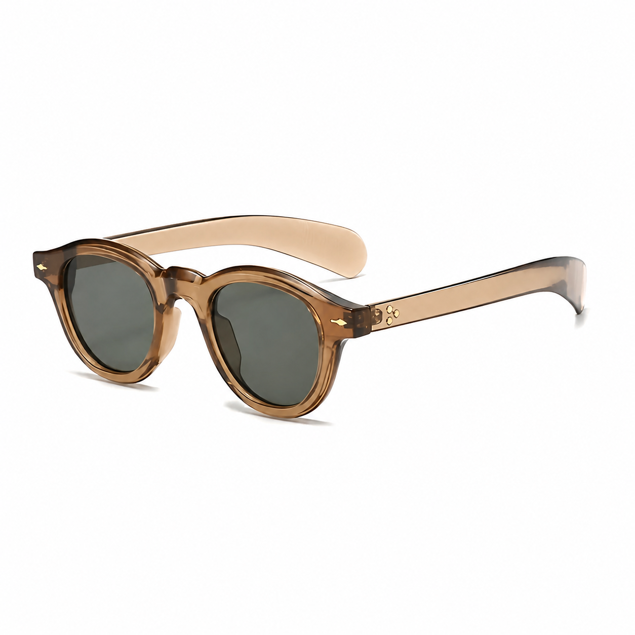 Bruce & Co ATHENS Olive frame green polarized lens angled view on pure white