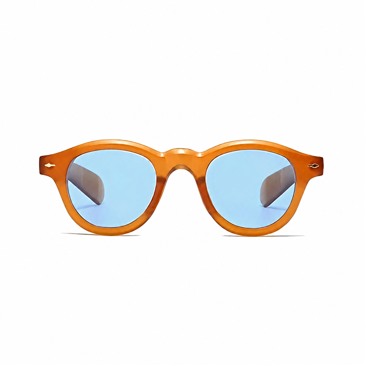 Bruce & Co ATHENS Amber frame blue ice polarized lens front view on pure white