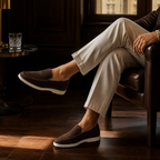 Bruce & Co Bellaro chocolate loafers in a refined lounge
