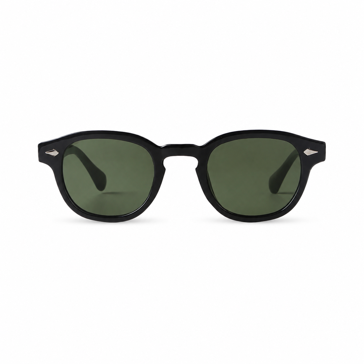 Bruce & Co BUENOS AIRES black frame green lens front view on pure white