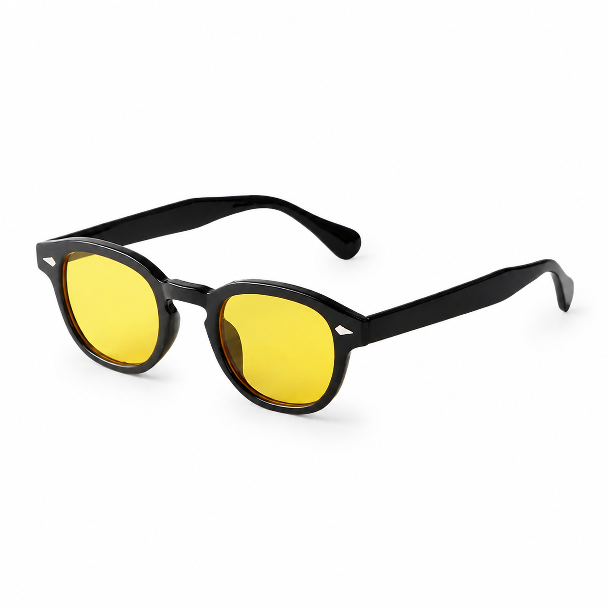 Bruce & Co BUENOS AIRES black frame yellow lens angled view on pure white