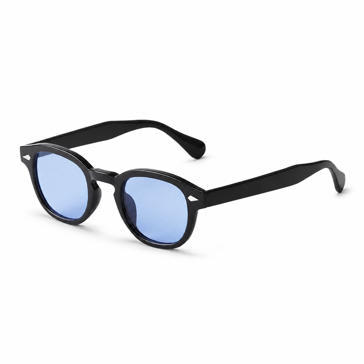 Bruce & Co BUENOS AIRES black frame blue lens angled view on pure white