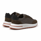 Bruce & Co Caldris brown panelled sneakers rear view