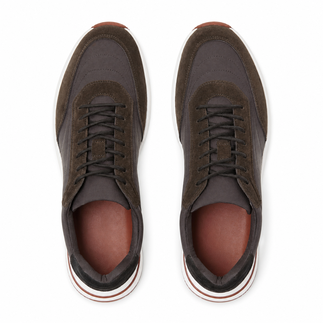Bruce & Co Caldris brown panelled sneakers top view
