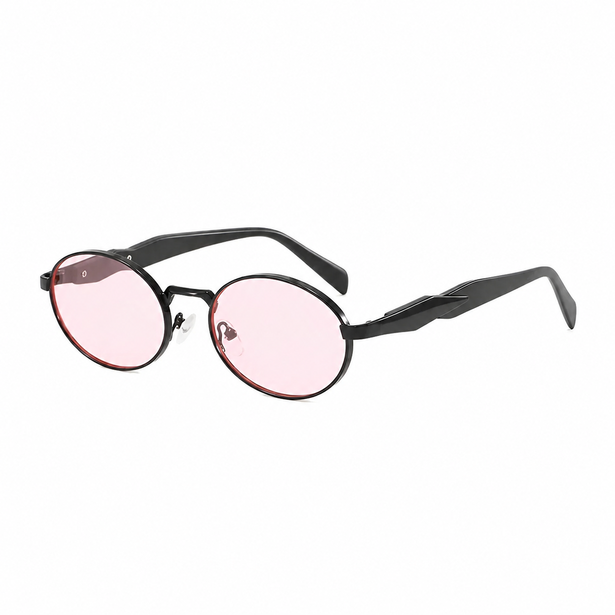 Bruce & Co DUBLIN Black frame pink lens angled view on pure white