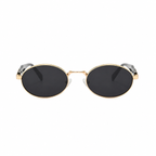 Bruce & Co DUBLIN Gold frame black lens front view on pure white
