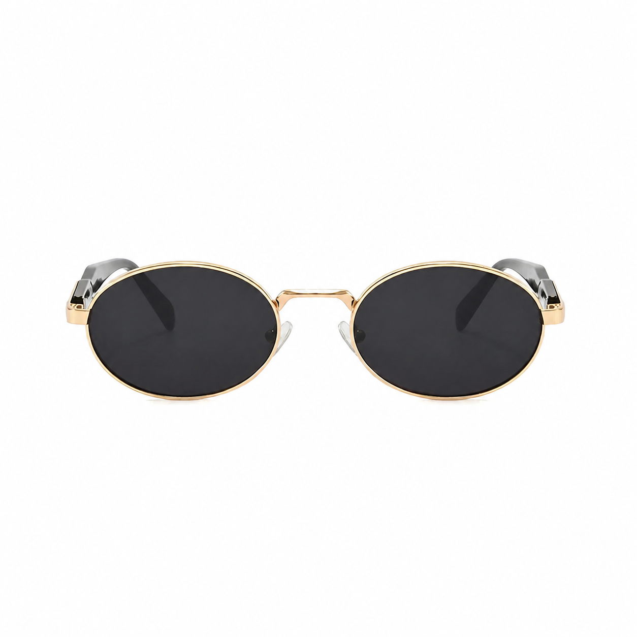Bruce & Co DUBLIN Gold frame black lens front view on pure white
