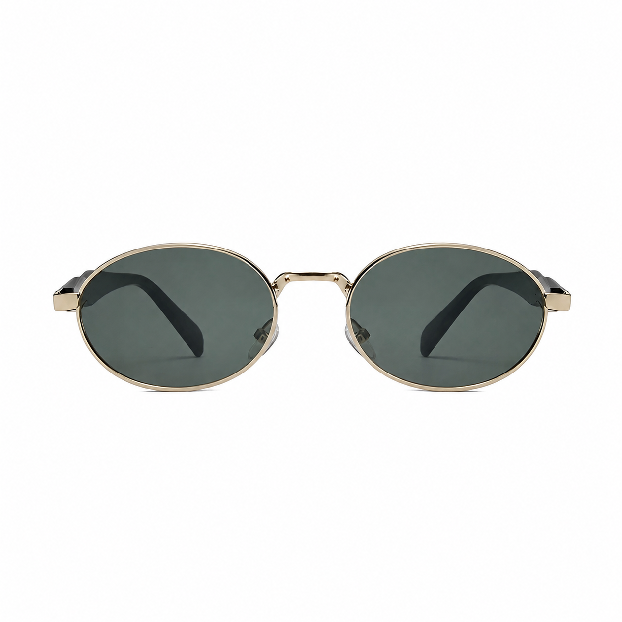 Bruce & Co DUBLIN Champagne frame green lens front view on pure white