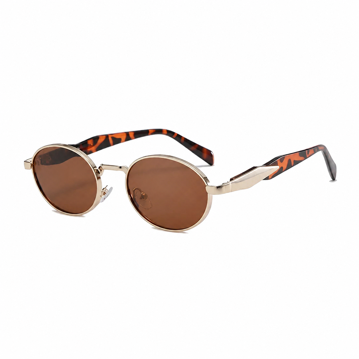 Bruce & Co DUBLIN Champagne frame brown lens angled view on pure white