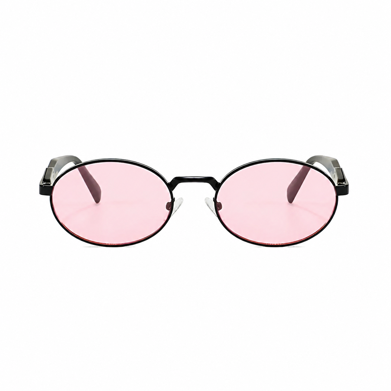Bruce & Co DUBLIN Black frame pink lens front view on pure white