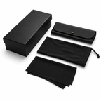 Bruce & Co eyewear packaging set — case, pouch and cleaning cloth
