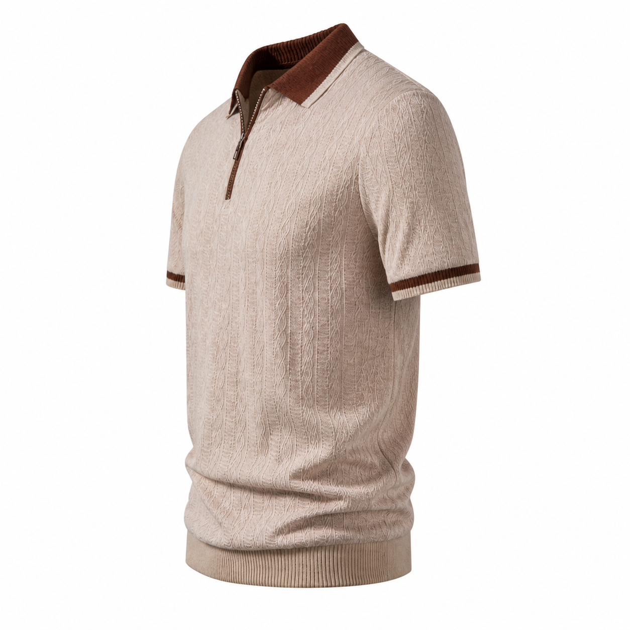 Men's Knitted Zip Polo Shirt – Bruce & Co Galmora – image 2