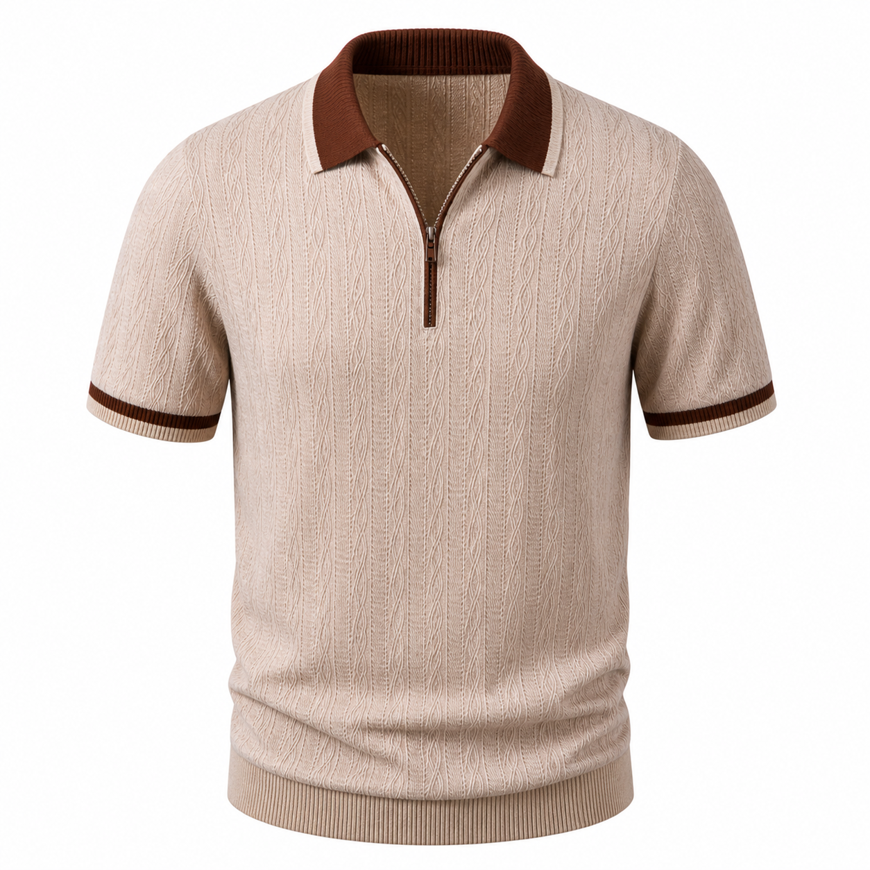 Men's Knitted Zip Polo Shirt – Bruce & Co Galmora – image 4