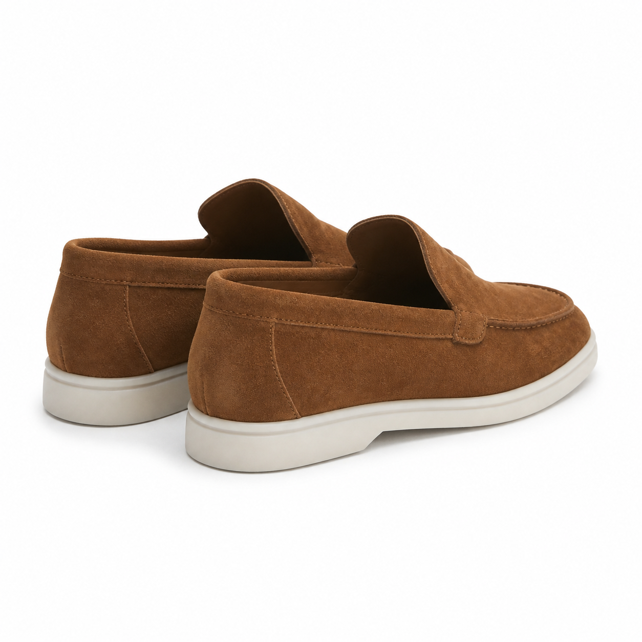 Bruce & Co Marivon caramel suede-look apron-toe loafers rear view