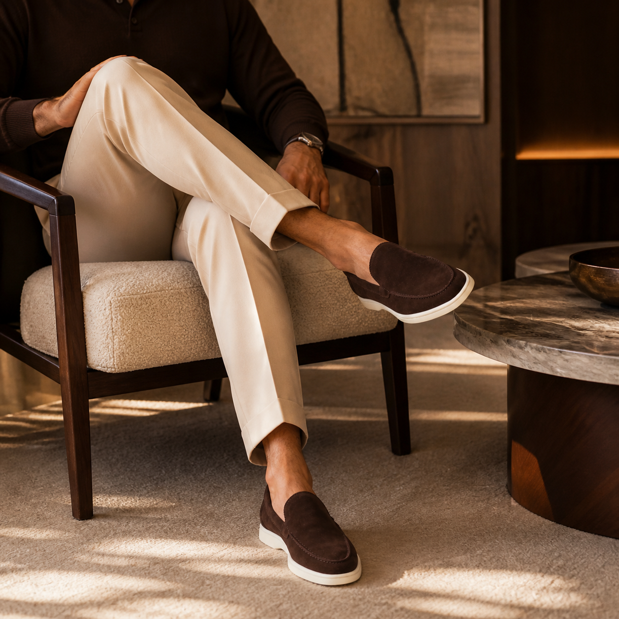 Men's Chocolate Suede Boat Loafers – Bruce & Co Marivon – image 7