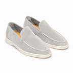 Men's Light Grey Suede Boat Loafers – Bruce & Co Marivon – image 1
