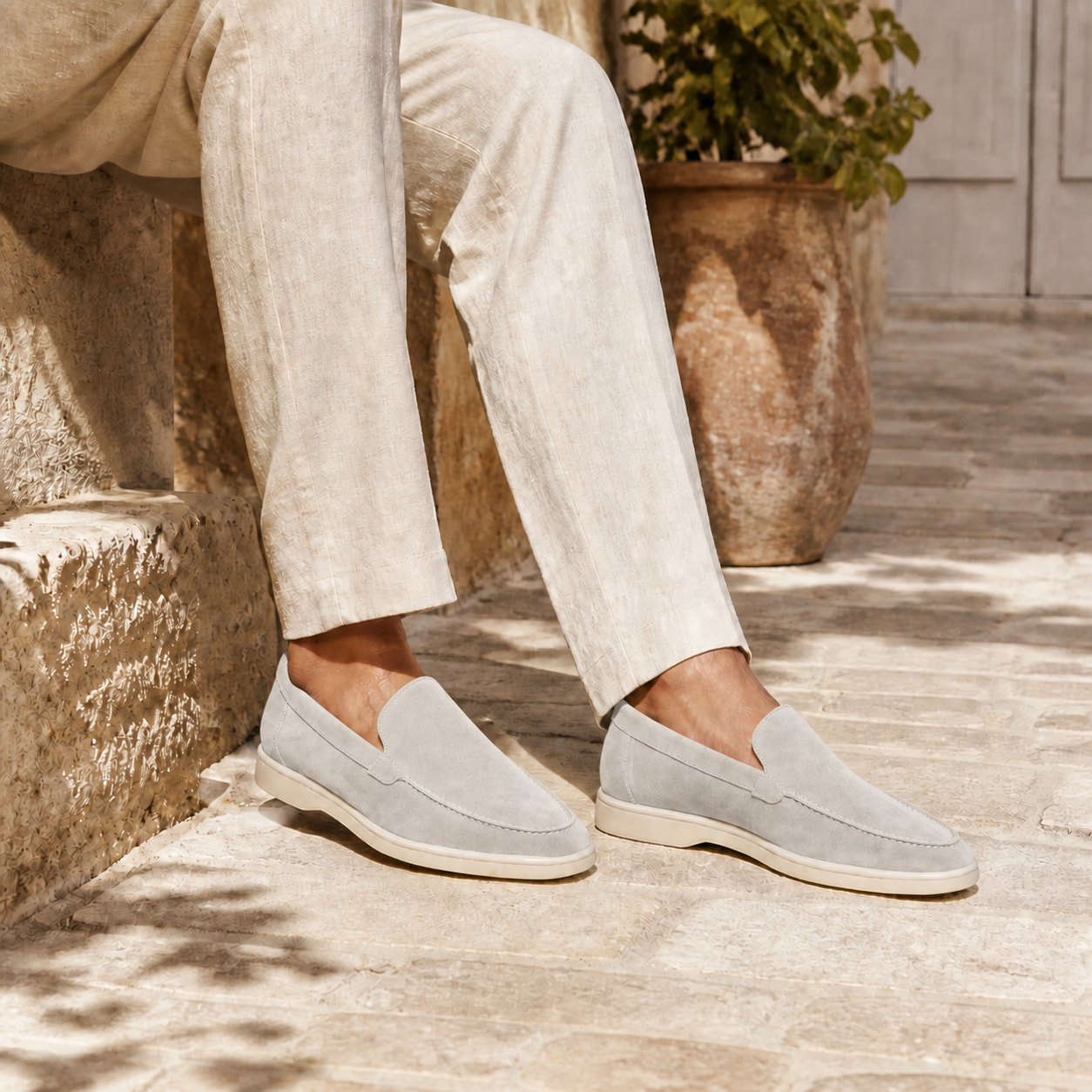 Men's Light Grey Suede Boat Loafers – Bruce & Co Marivon – image 5