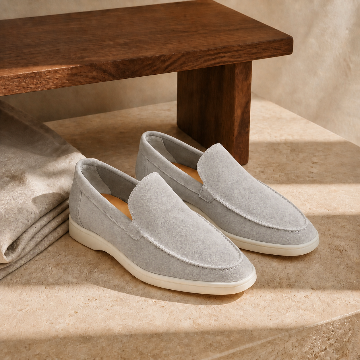 Men's Light Grey Suede Boat Loafers – Bruce & Co Marivon – image 8