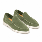 Men's Sage Green Suede Boat Loafers – Bruce & Co Marivon – image 1