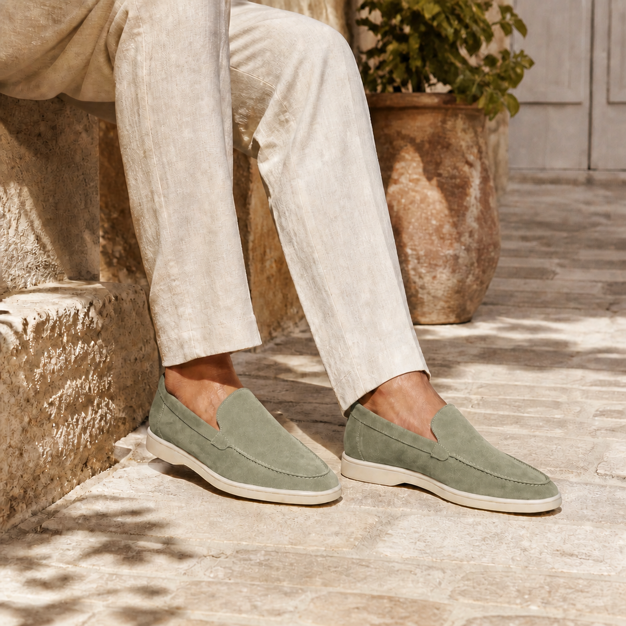 Men's Sage Green Suede Boat Loafers – Bruce & Co Marivon – image 5