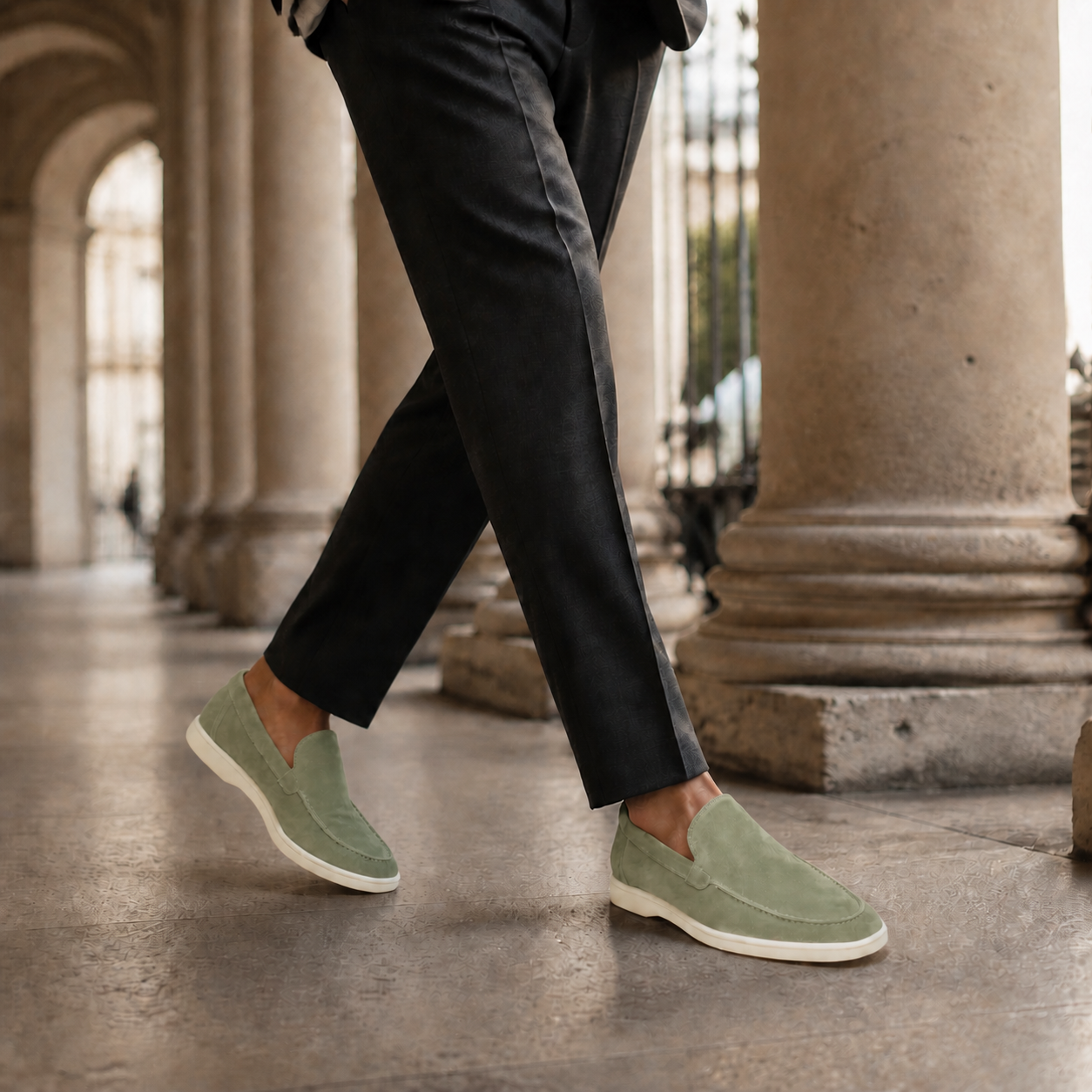 Men's Sage Green Suede Boat Loafers – Bruce & Co Marivon – image 6