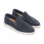 Men's Steel Blue Suede Boat Loafers – Bruce & Co Marivon – image 1