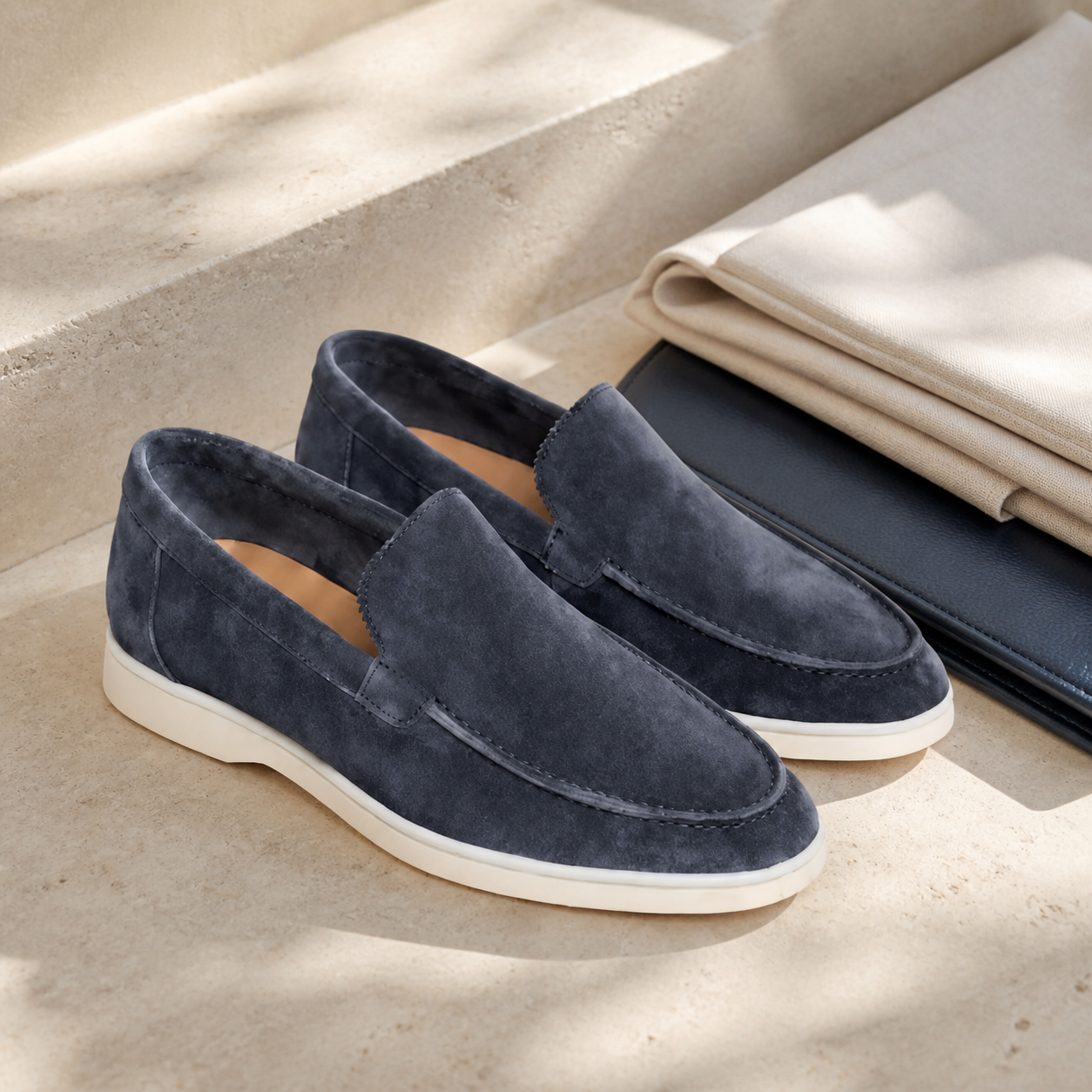 Men's Steel Blue Suede Boat Loafers – Bruce & Co Marivon – image 5