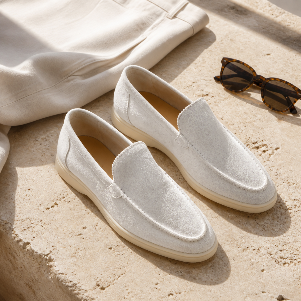 Men's White Suede Boat Loafers – Bruce & Co Marivon – image 5