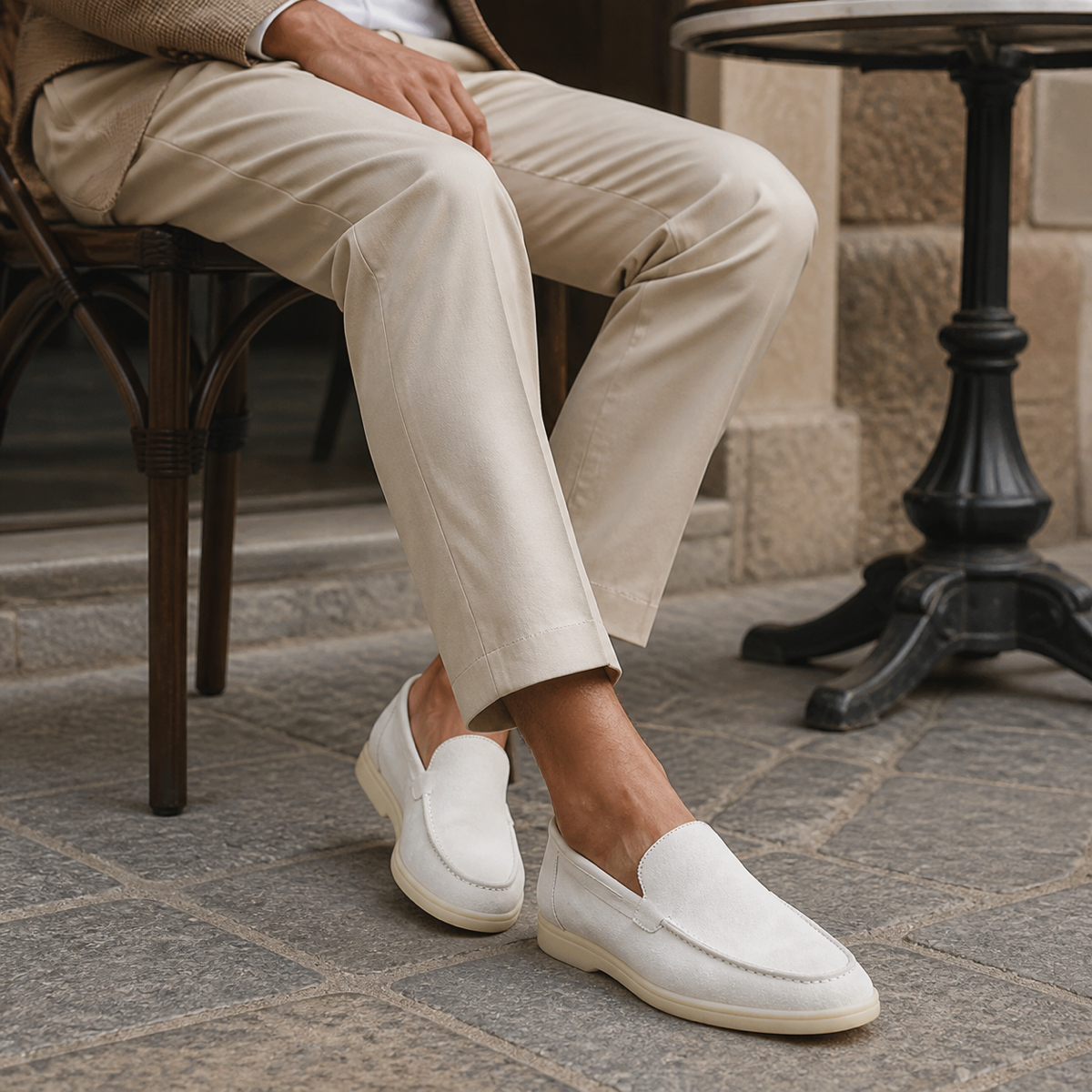 Men's White Suede Boat Loafers – Bruce & Co Marivon – image 7