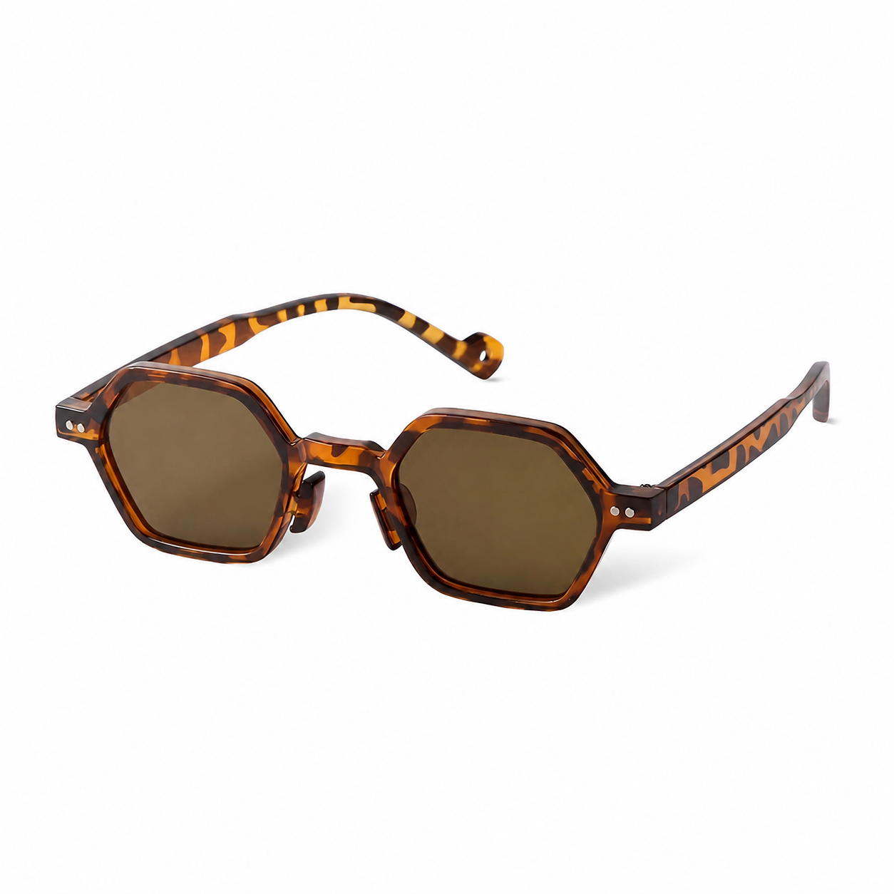 Bruce & Co MARSEILLE tortoise frame brown lens angled view on pure white