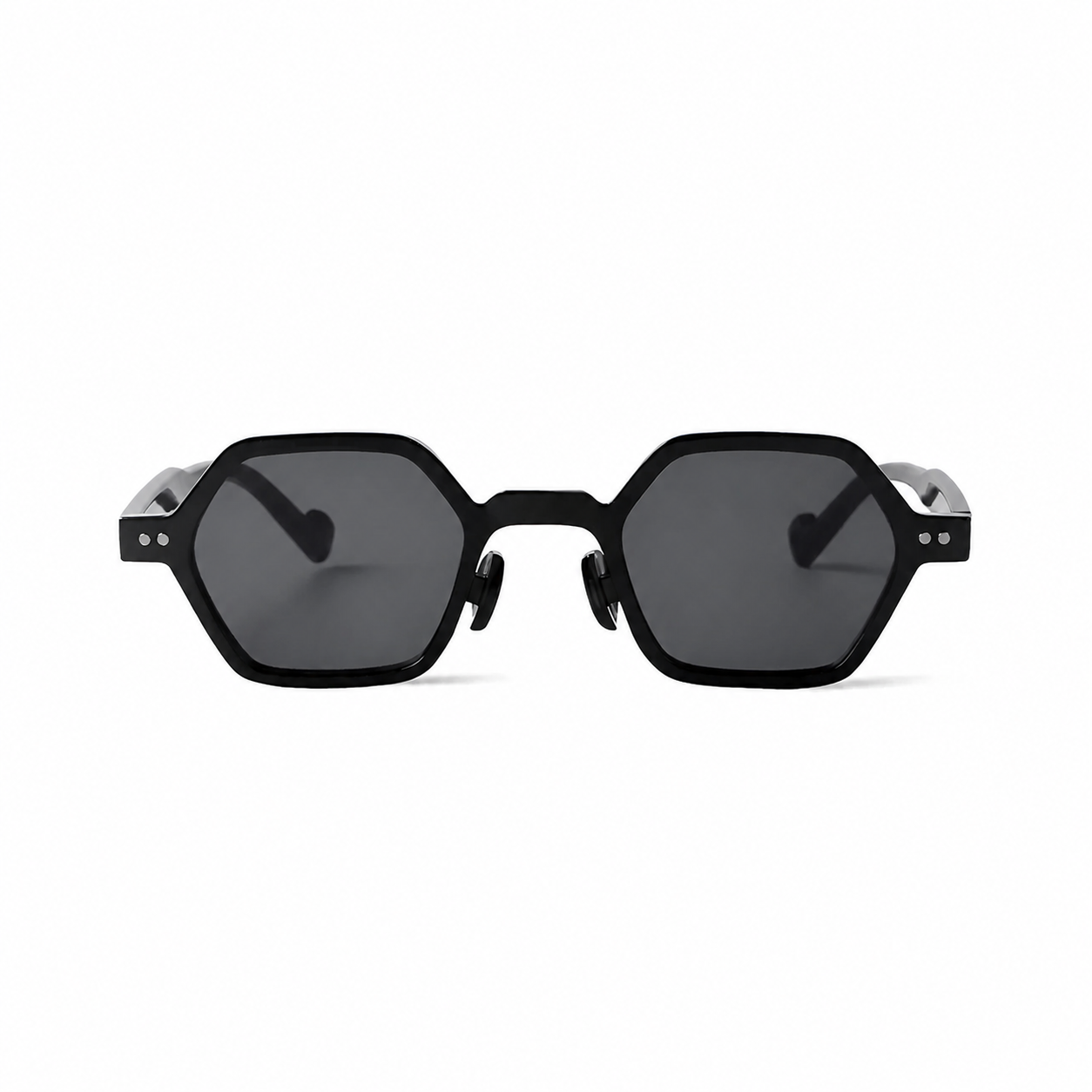 Bruce & Co MARSEILLE black frame black lens front view on pure white