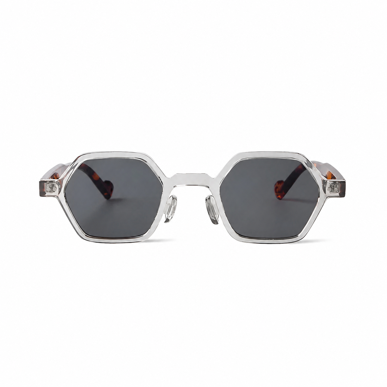 Bruce & Co MARSEILLE clear frame black lens front view on pure white