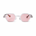 Bruce & Co MARSEILLE clear frame pink lens front view on pure white