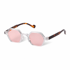 Bruce & Co MARSEILLE clear frame pink lens angled view on pure white