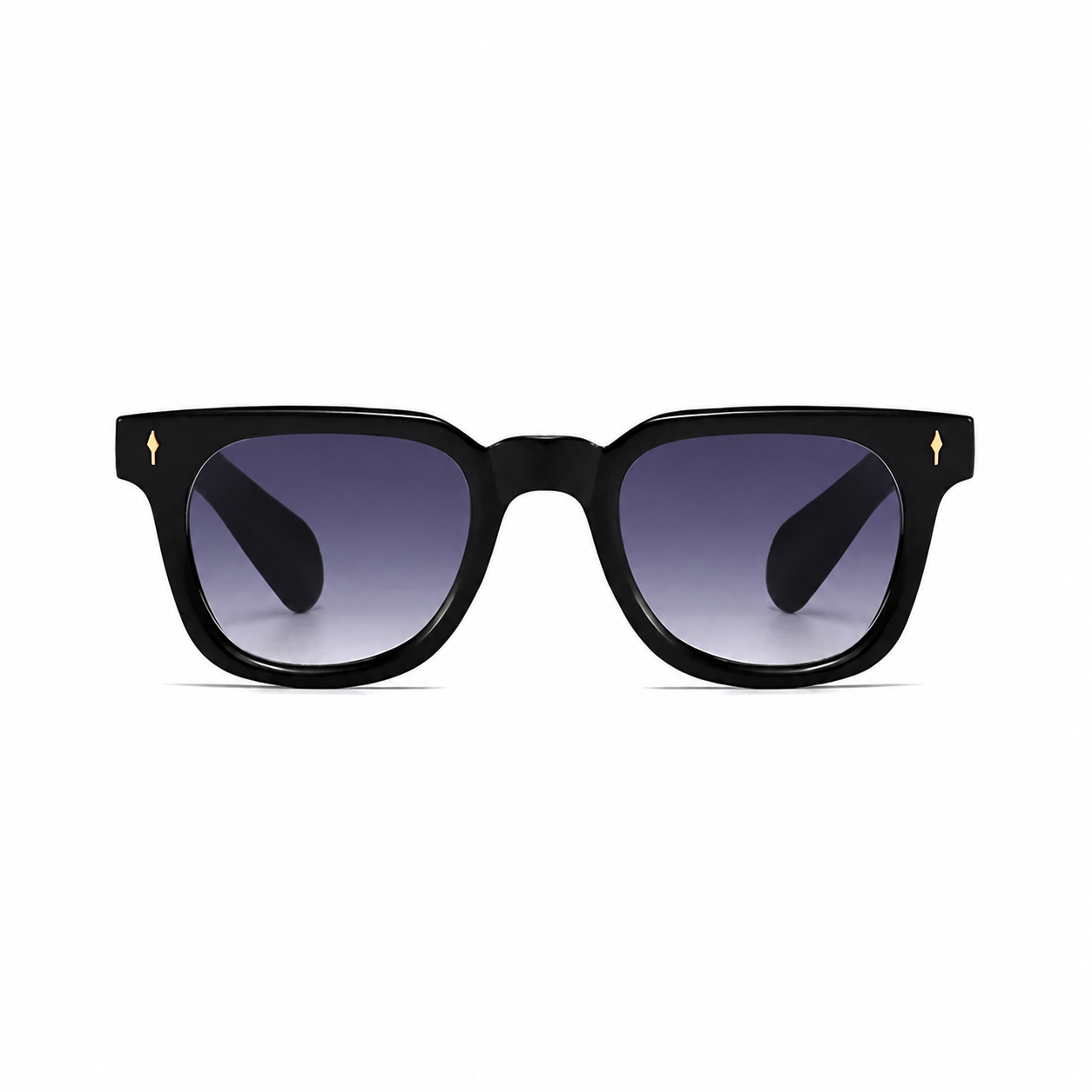 Bruce & Co MEDELLIN Black frame violet gradient lens front on pure white background