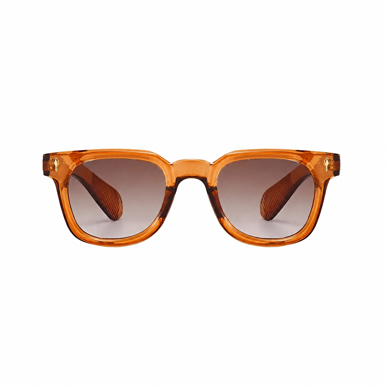 Bruce & Co MEDELLIN Tangerine frame brown lens front on pure white background