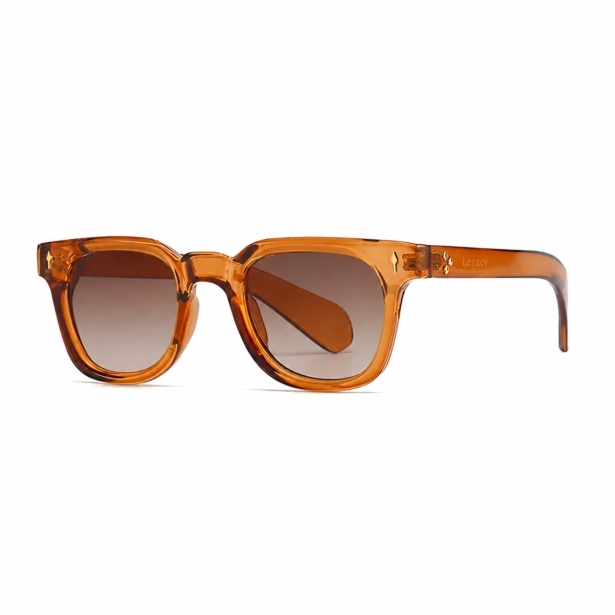 Bruce & Co MEDELLIN Tangerine frame brown lens angle on pure white background
