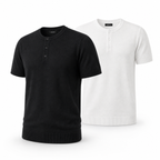 Bruce & Co men's knit Henley shirts in Black and White