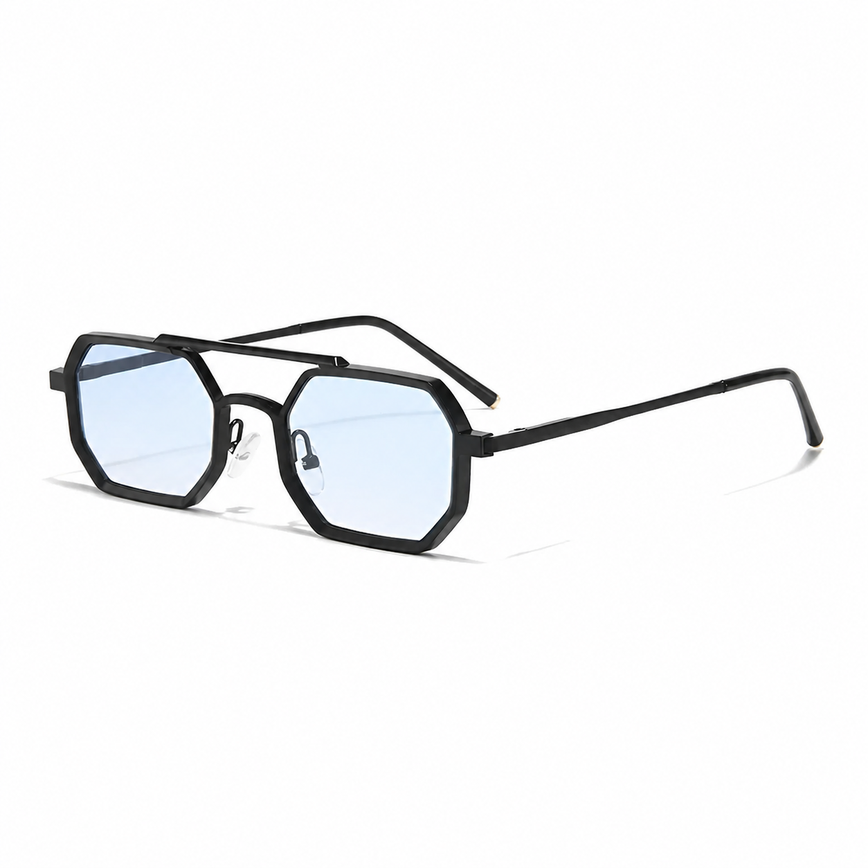 MONTREAL black frame light blue lens angled view on pure white