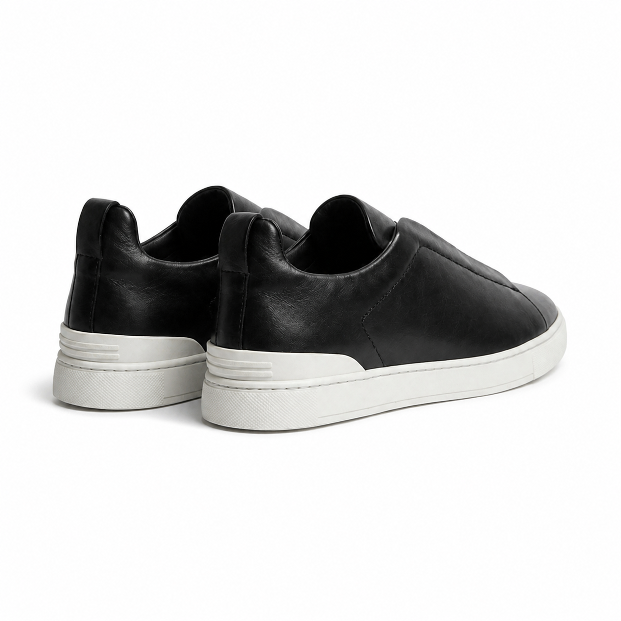 Bruce & Co Norvane black slip-on sneakers rear view