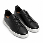 Bruce & Co Norvane black slip-on sneakers top view