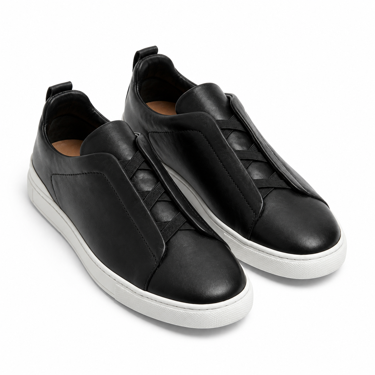 Bruce & Co Norvane black slip-on sneakers top view