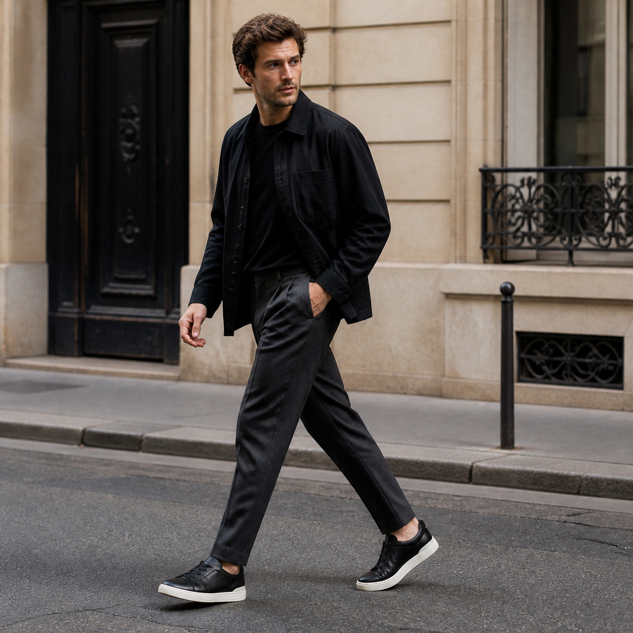 Bruce & Co Norvane black slip-on sneakers street editorial